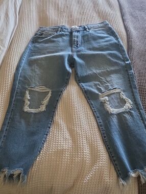 Light Blue Ripped Boyfriend Jeans